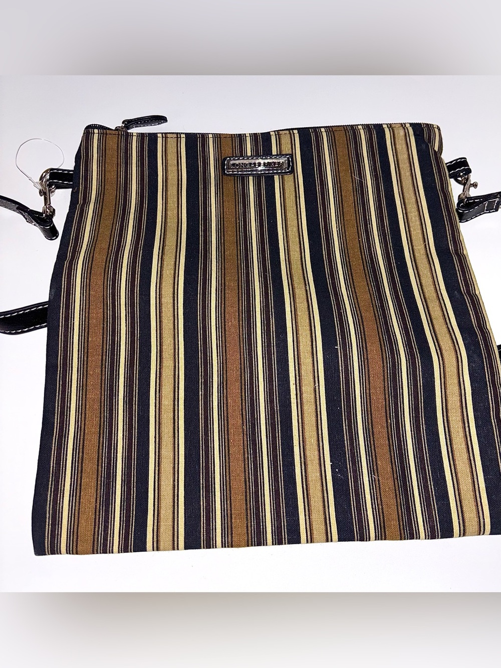 Longaberger Striped Crossbody Bag in Brown and Black